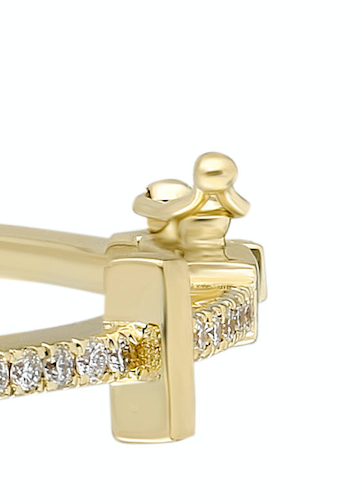 14K Yellow gold bangle with double clasp White diamond: .54CT White diamond baguette: .19CT White diamond trillion: .23CT Made in Turkey