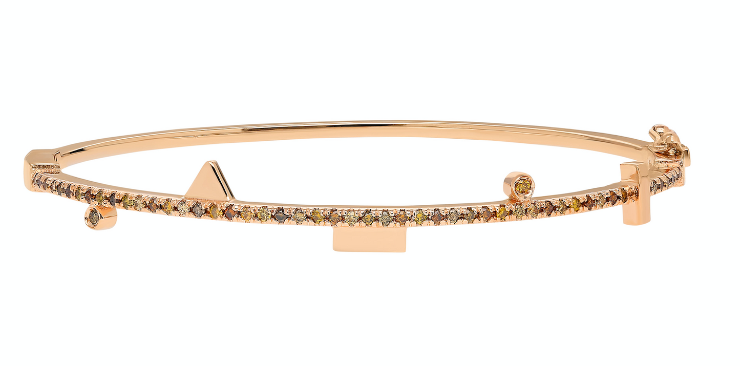14K Rose gold and autumn diamond bangle with double clasp Autumn diamond: .48CT Made in Turkey