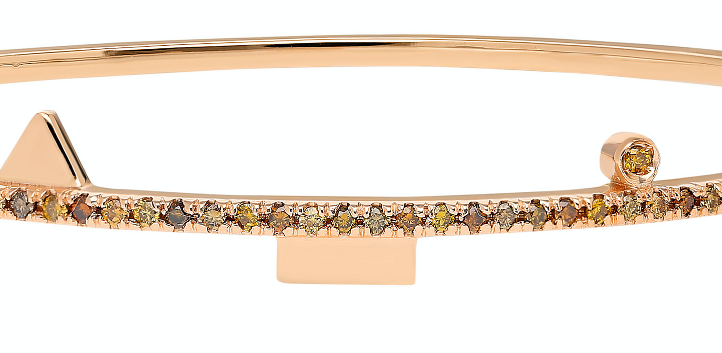 14K Rose gold and autumn diamond bangle with double clasp Autumn diamond: .48CT Made in Turkey