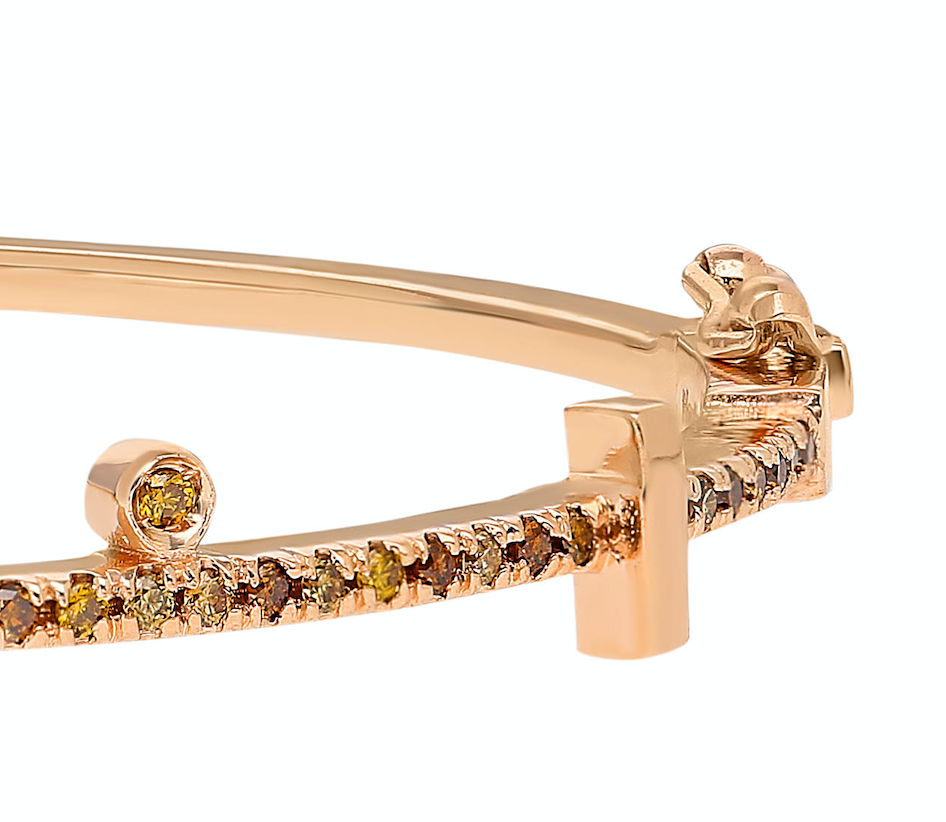 14K Rose gold and autumn diamond bangle with double clasp Autumn diamond: .48CT Made in Turkey
