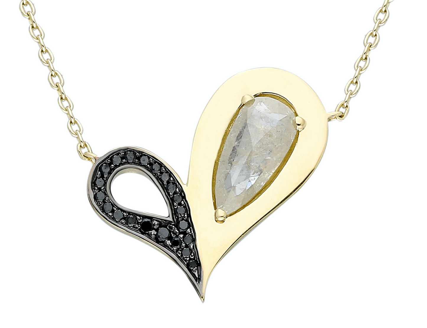 14k Yellow gold .74CT grey rose-cut diamond .18CT black diamond Made in Turkey