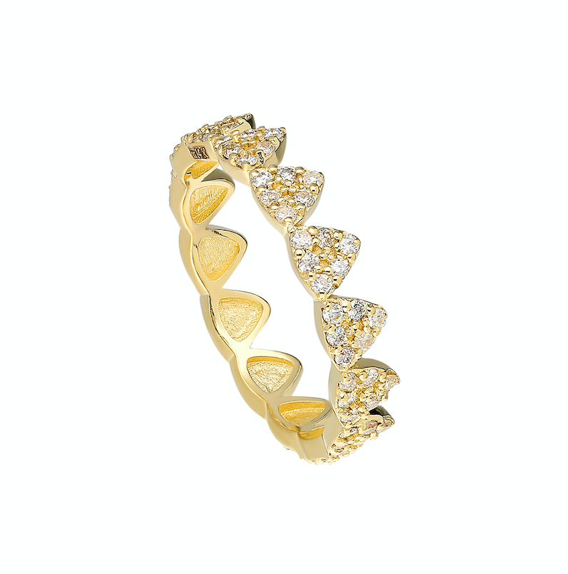 14K Yellow gold Ring Pave white diamond: .77CT Size: 7 Made in Turkey