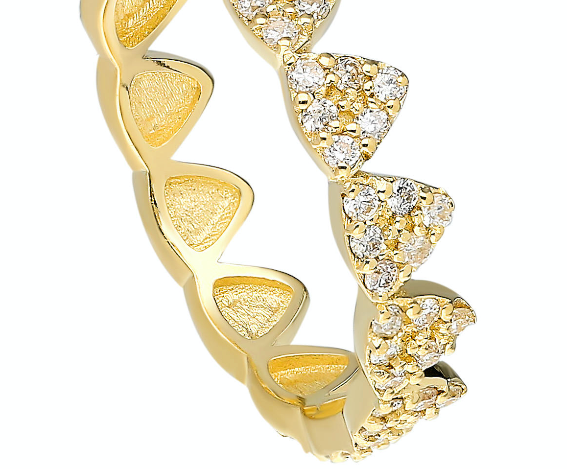 14K Yellow gold Ring Pave white diamond: .77CT Size: 7 Made in Turkey