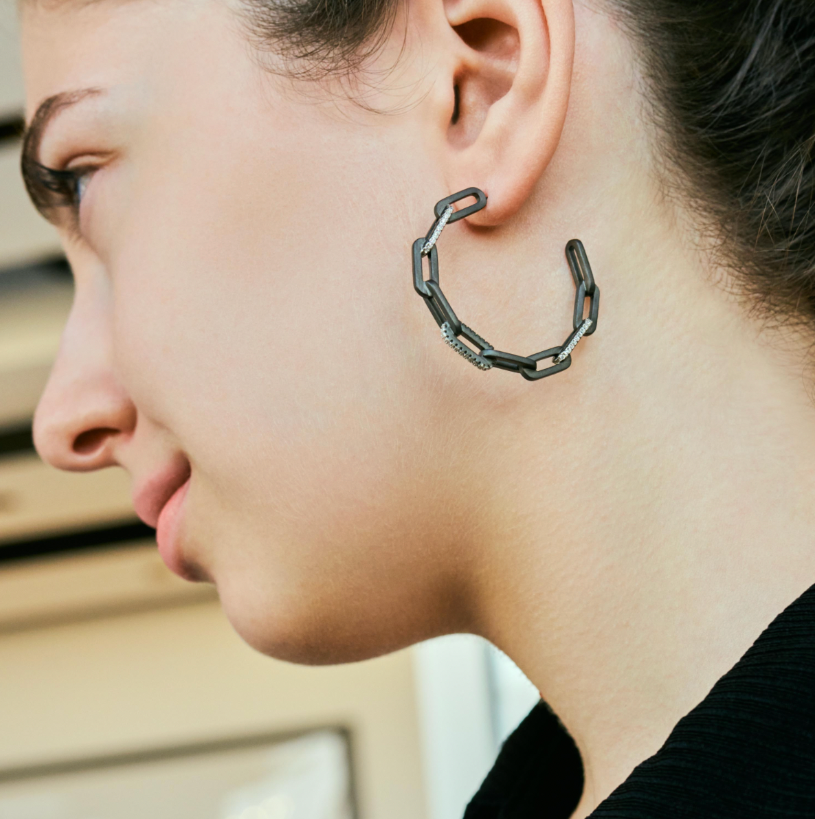 INDUSTRIAL FINISH Chain Link Hoop Earrings
