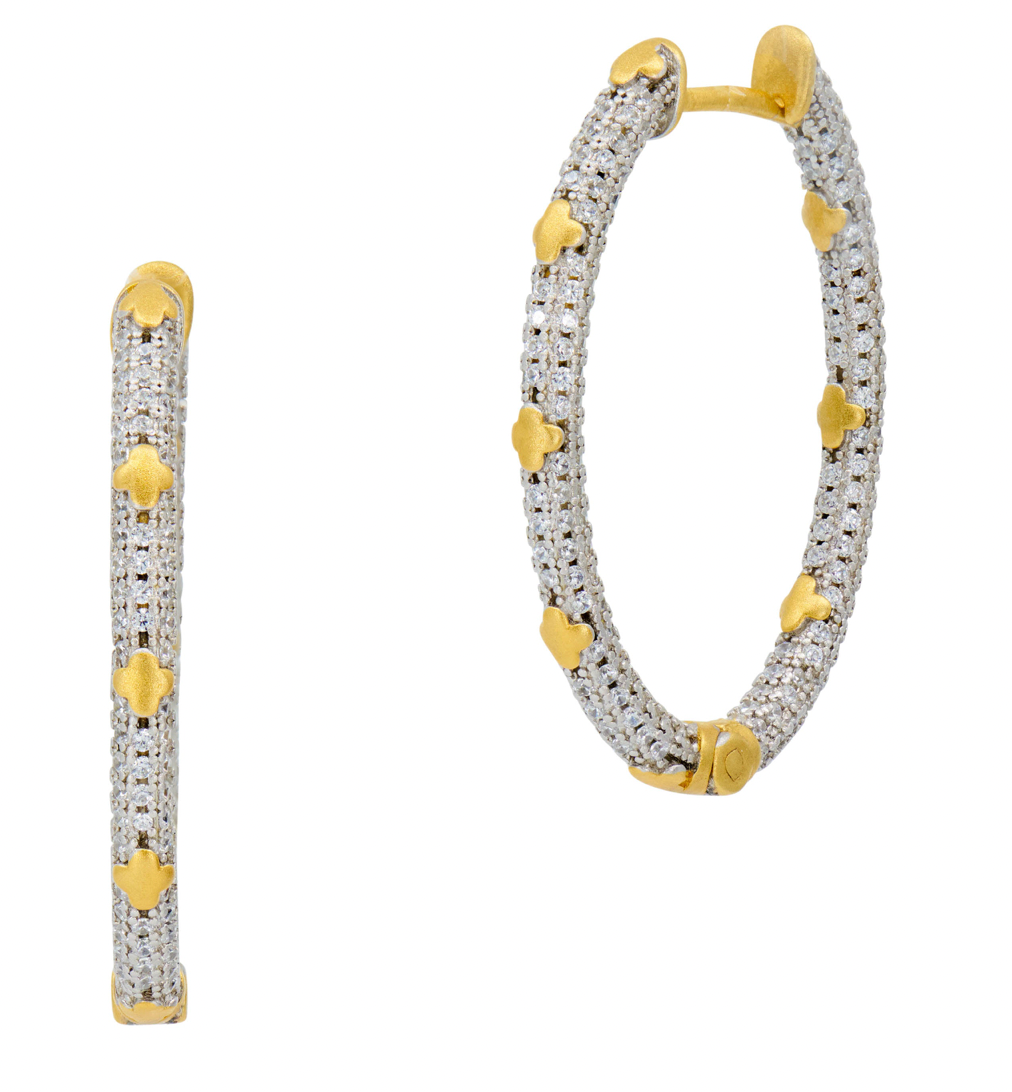 BROOKLYN COAST Sparkling Clover Hoop Earrings