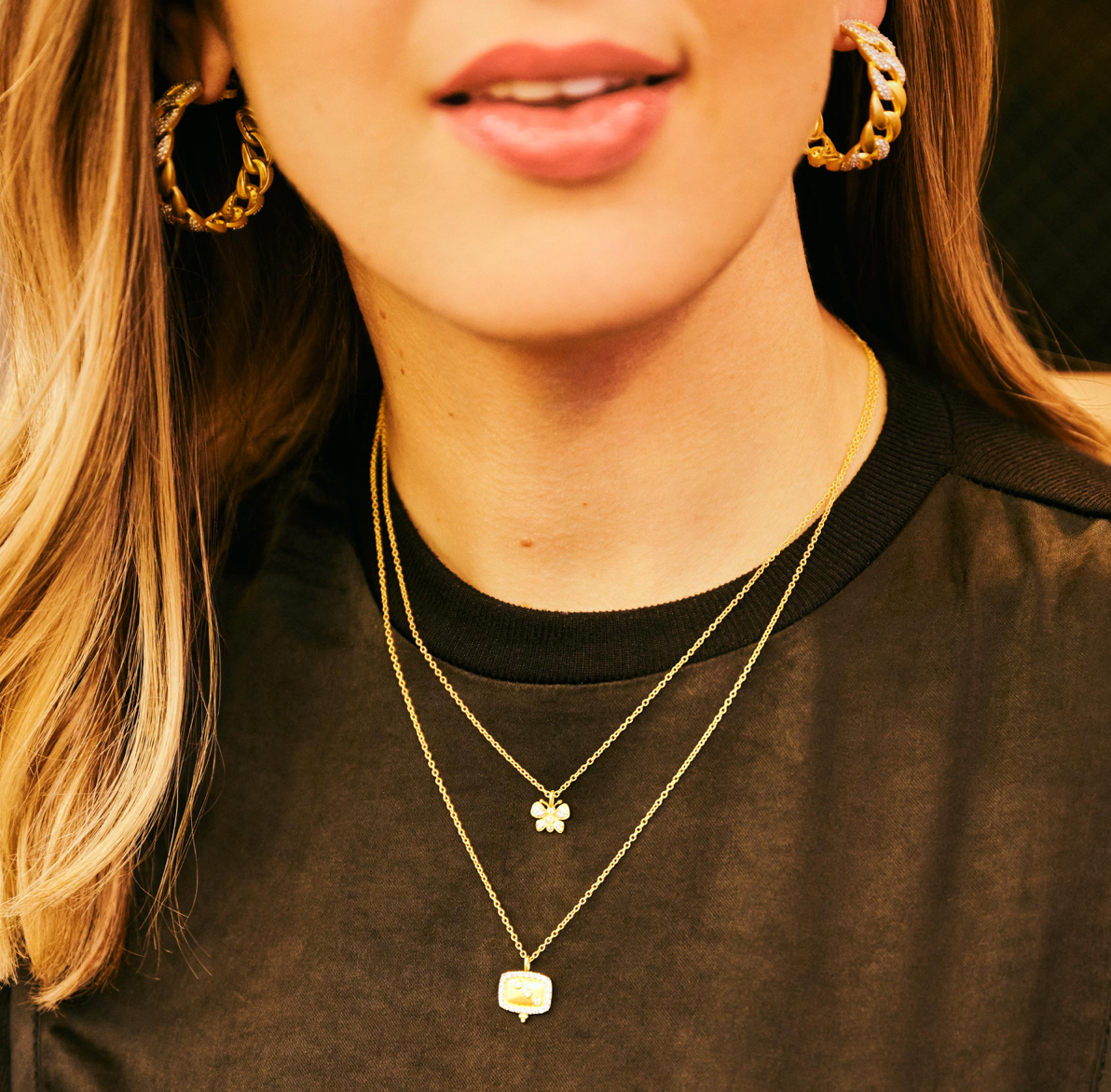 ARMOR OF HOPE Pavé Chain Link Hoop Earrings