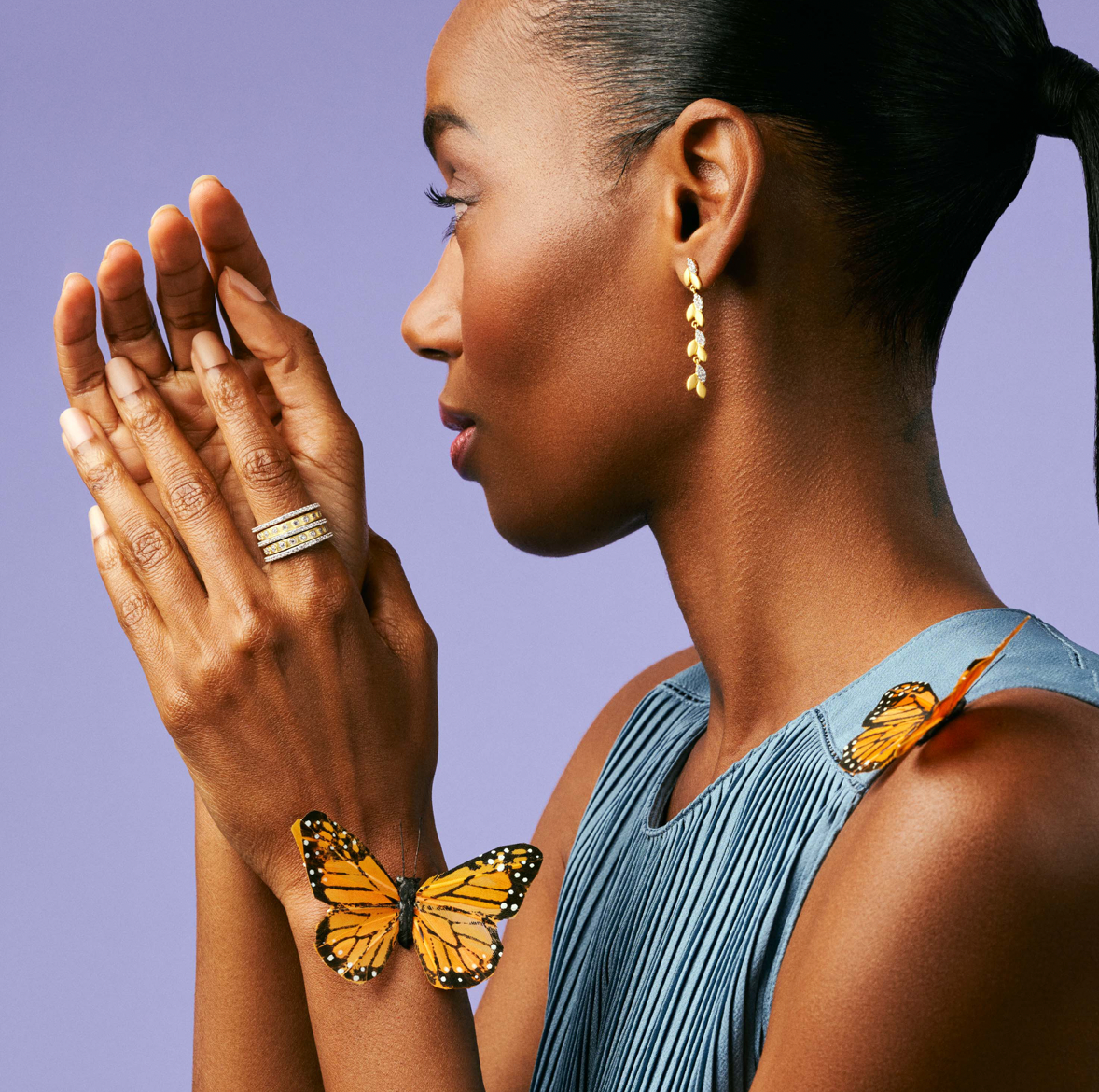 ARMOR OF HOPE Sparkling Petals Linear Earrings