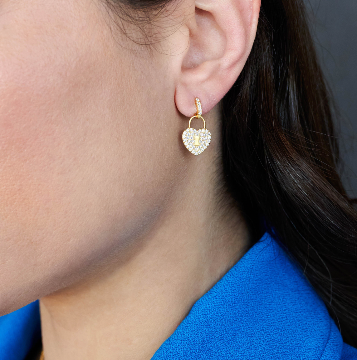 THE LOVE COLLECTION Locked in LOVE Pavé Charm Earrings