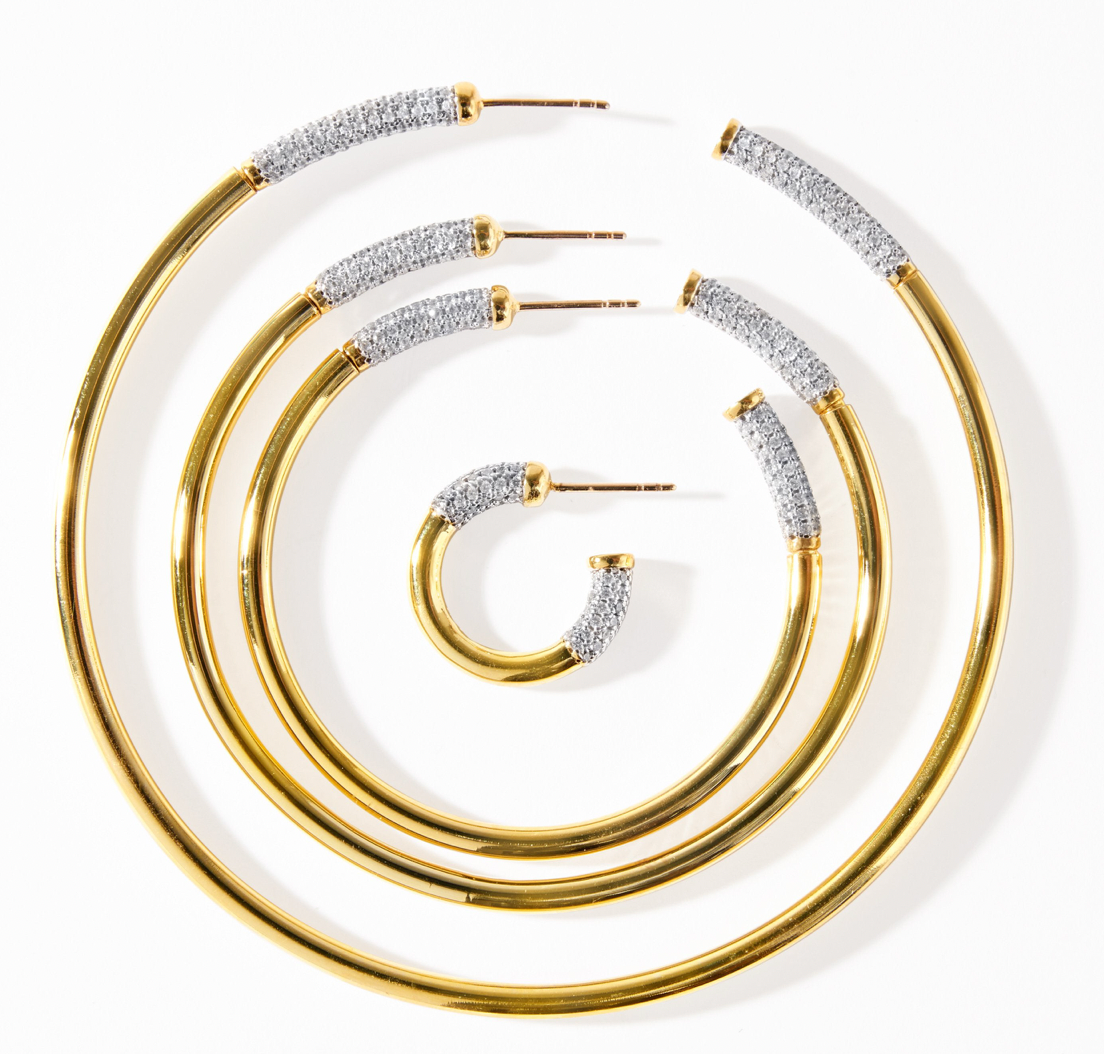 FREIDA ROTHMAN Miss Modern Sleek Hoop Earrings