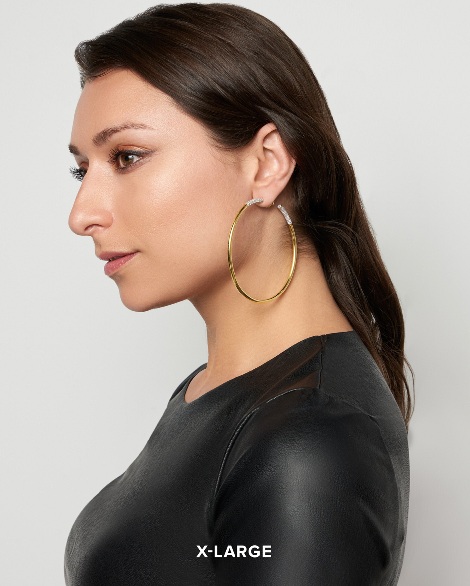 FREIDA ROTHMAN Miss Modern Sleek Hoop Earrings