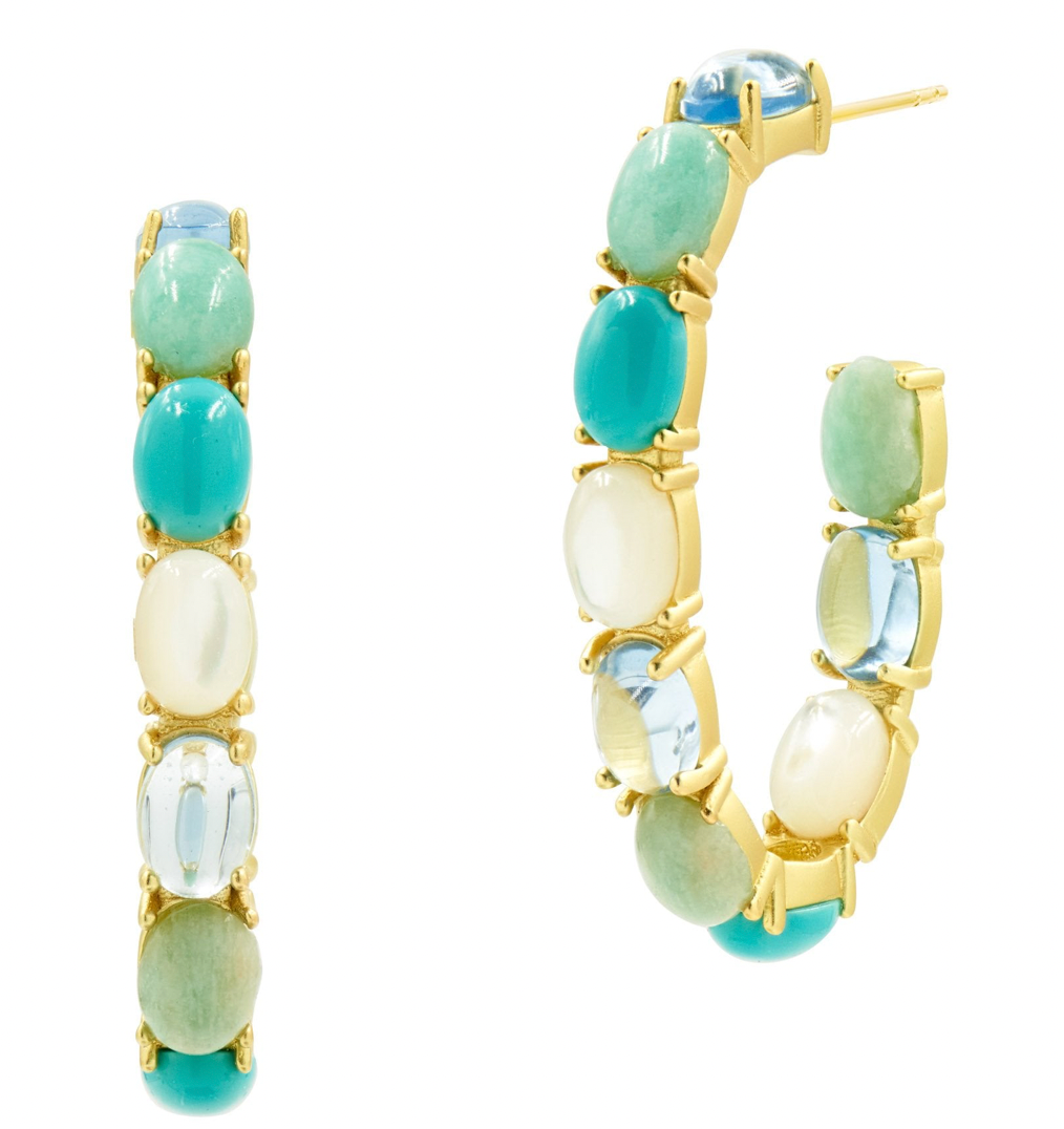 BROOKLYN COAST Oval Stone Hoop Earring