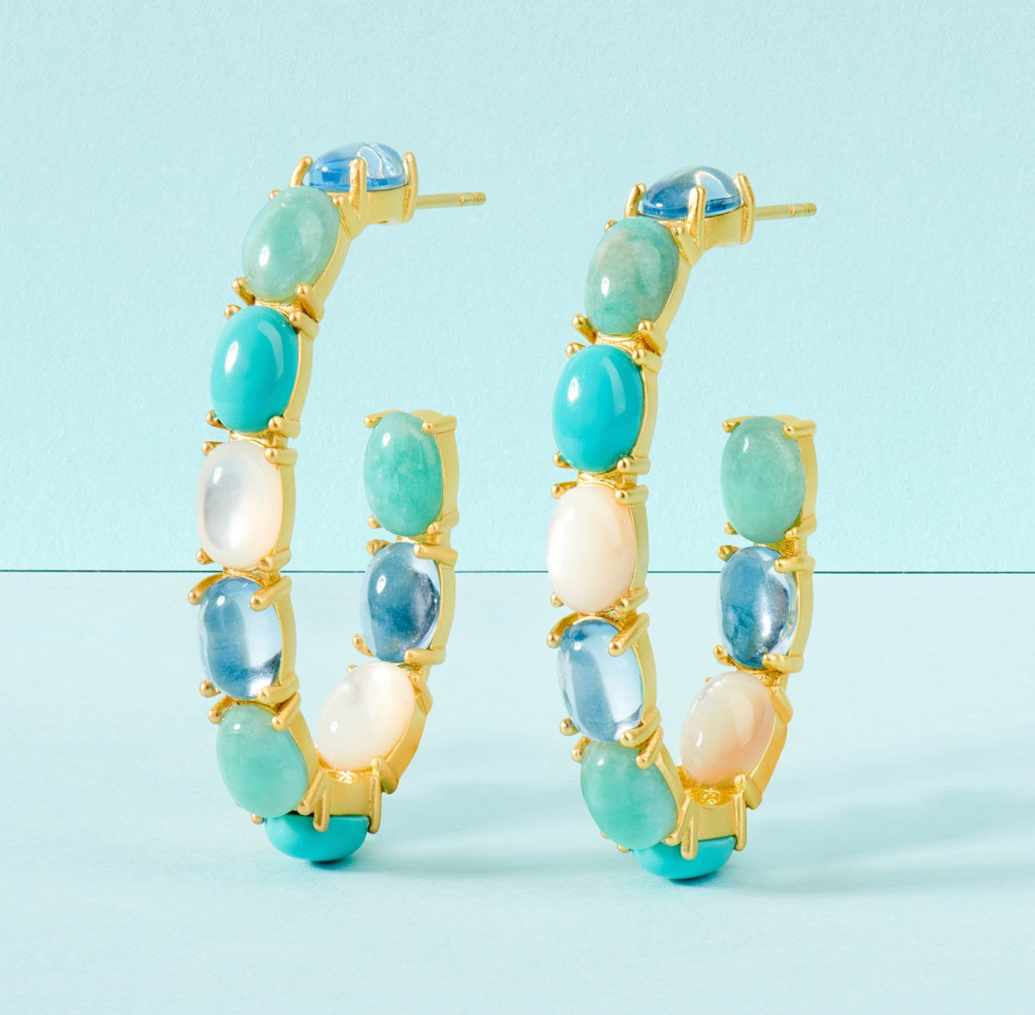 BROOKLYN COAST Oval Stone Hoop Earring