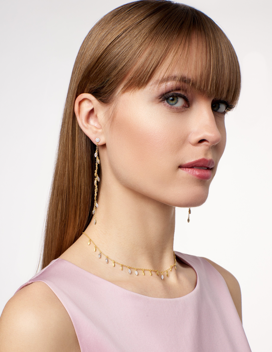 MIDNIGHT Linear Charm Drop Earrings