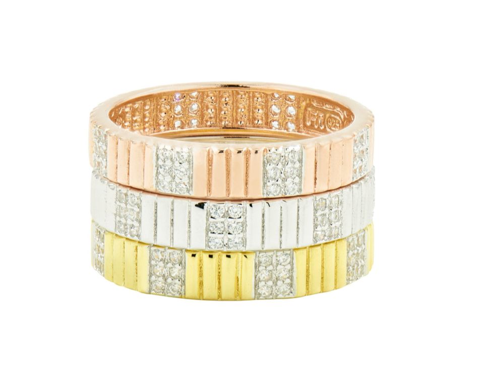 RADIANCE Sleek Tri-Color 3-Stack Ring