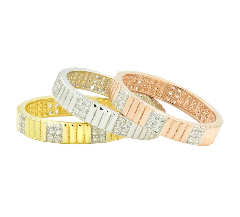 RADIANCE Sleek Tri-Color 3-Stack Ring