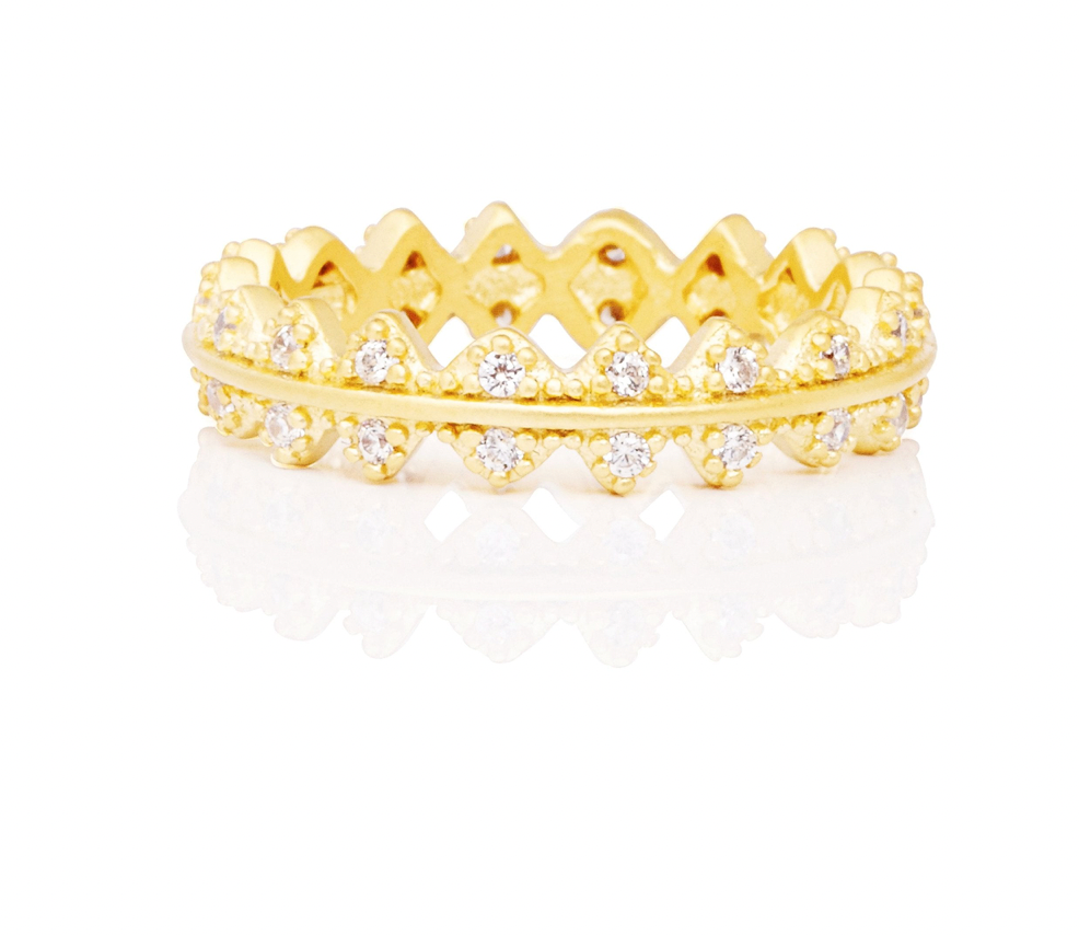 RING FOR STACKING Harlequin Pavé Thin Crown Band Ring