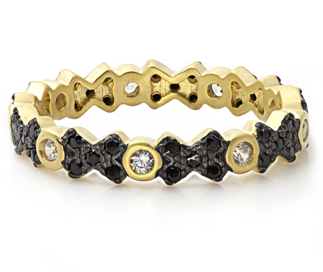 RINGS FOR STACKING Black Pavé Cross Ring