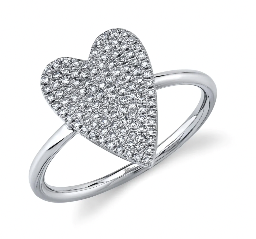 AMOR 0.26 CT DIAMOND PAVE HEART RING - SMALL