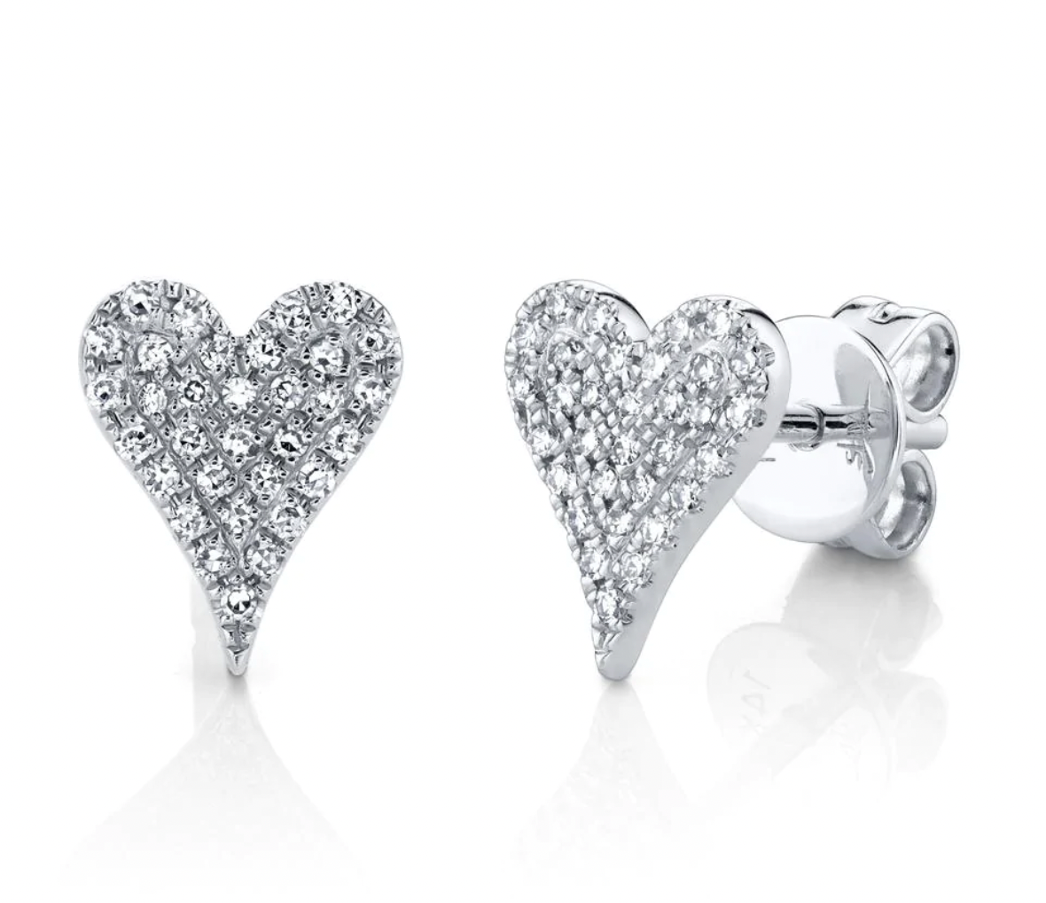 AMOR 0.14 CT. DIAMOND PAVE HEART STUD EARRINGS
