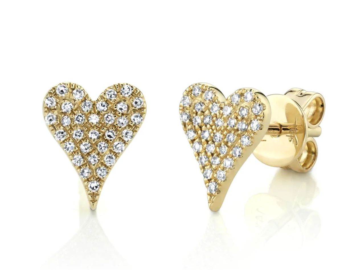 AMOR 0.14 CT. DIAMOND PAVE HEART STUD EARRINGS