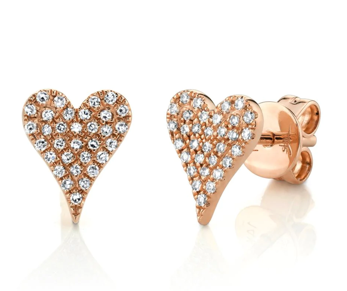 AMOR 0.14 CT. DIAMOND PAVE HEART STUD EARRINGS