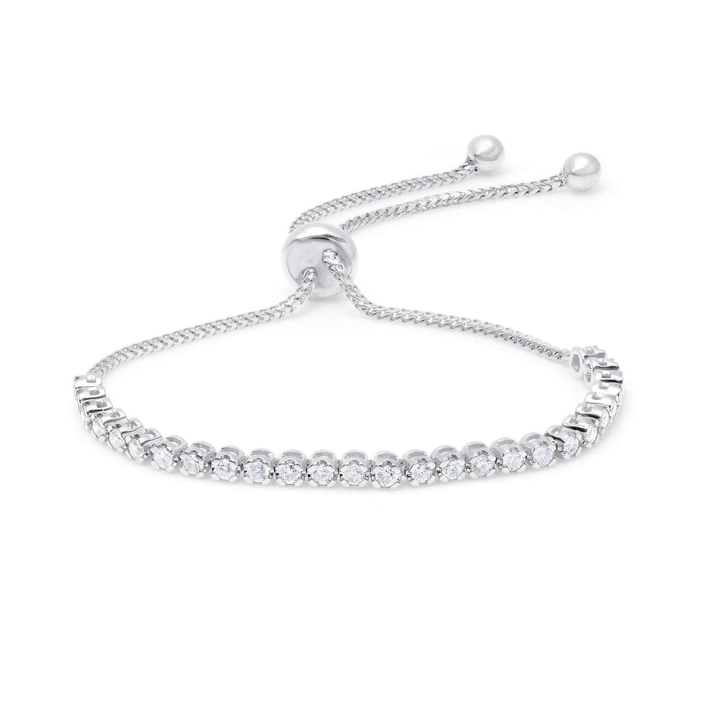 1ct Diamond Bolo Bracelet in White