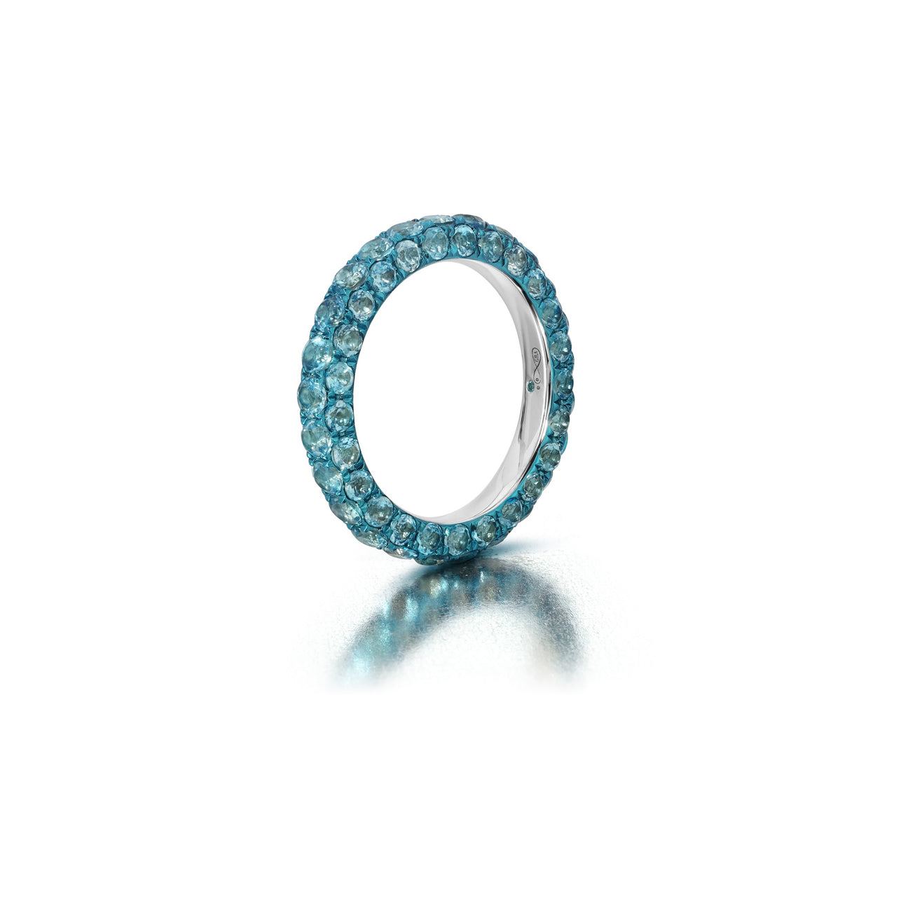 Swiss Blue & Blue Rhodium 3 Sided Ring