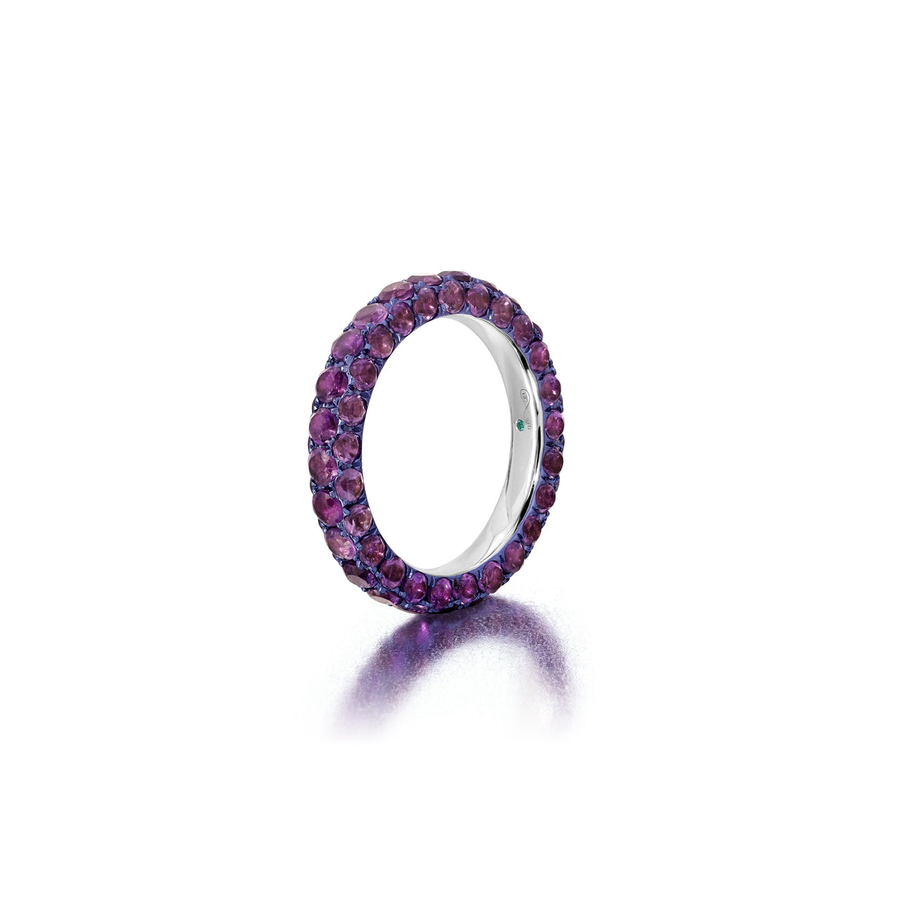 Amethyst & Purple Rhodium 3 Sided Ring