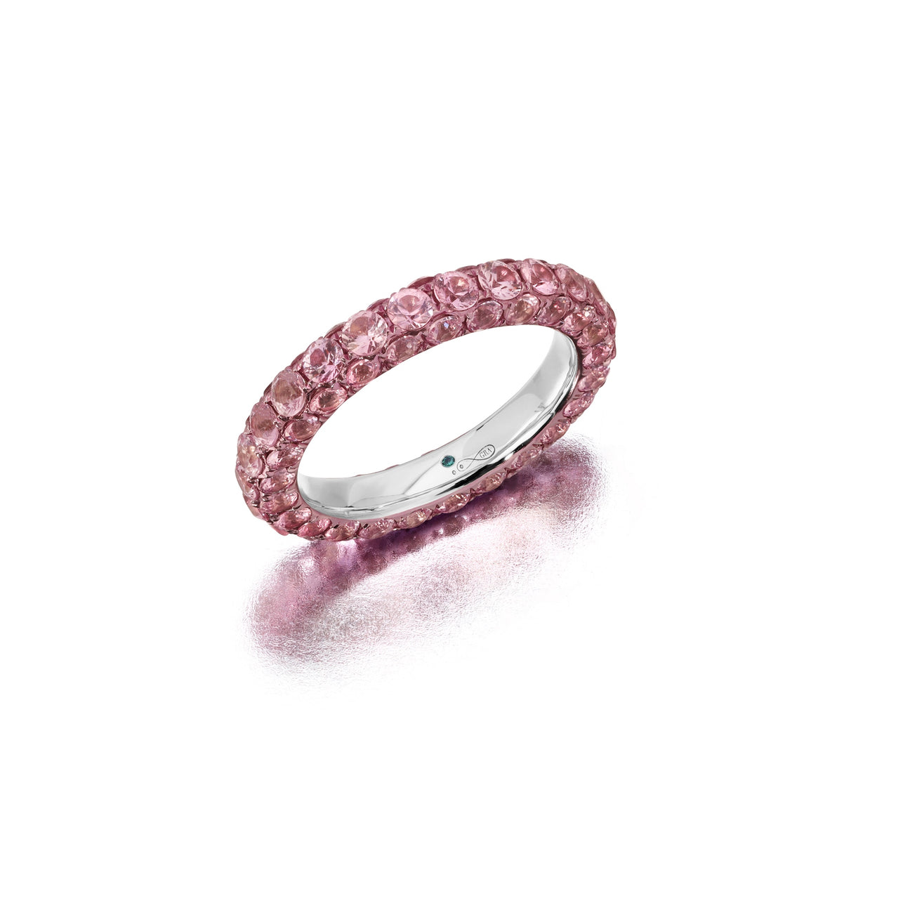 Pink Sapphire & Pink Rhodium 3 Sided Ring