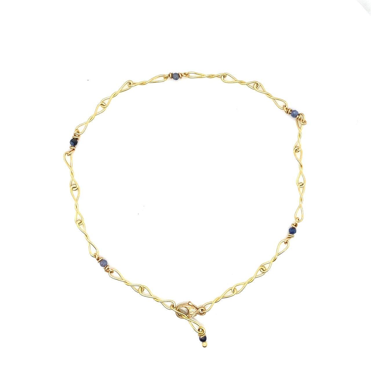 18K Gold Twisted Popsicle Bracelet with Sapphire Beads