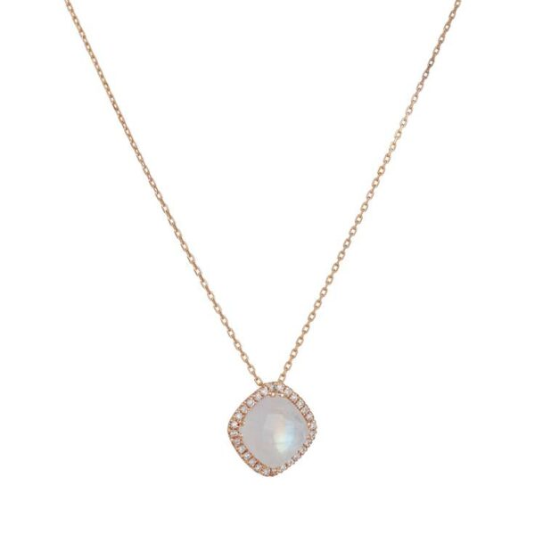 Cushion Cut Rainbow Moonstone Necklace
