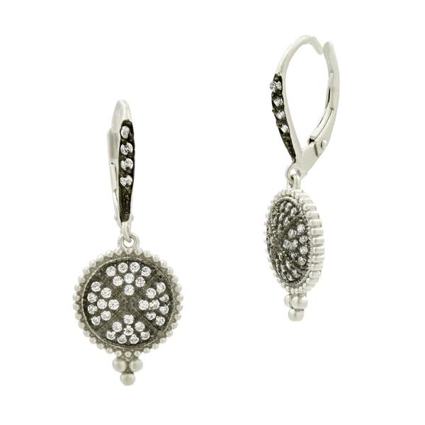 SIGNATURE PAVÉ DISC LEVER BACK EARRINGS