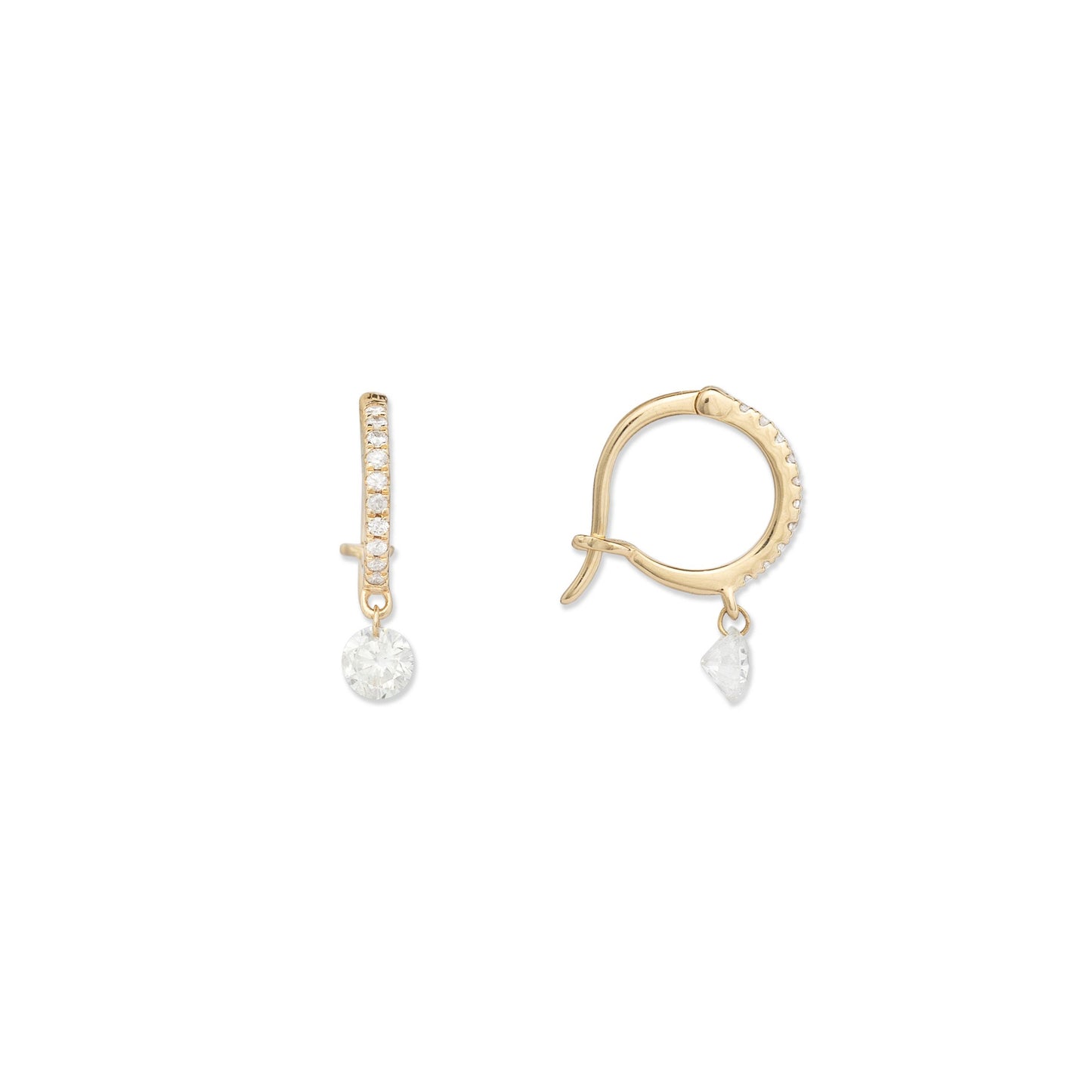 Floating Diamond Huggie Earrings