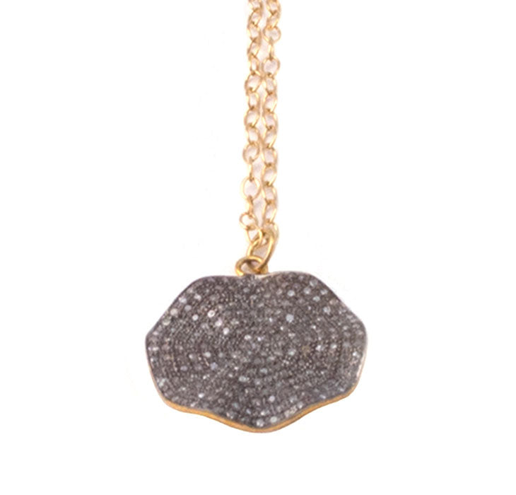 Large Diamond Wavy Disc Pendant Necklace