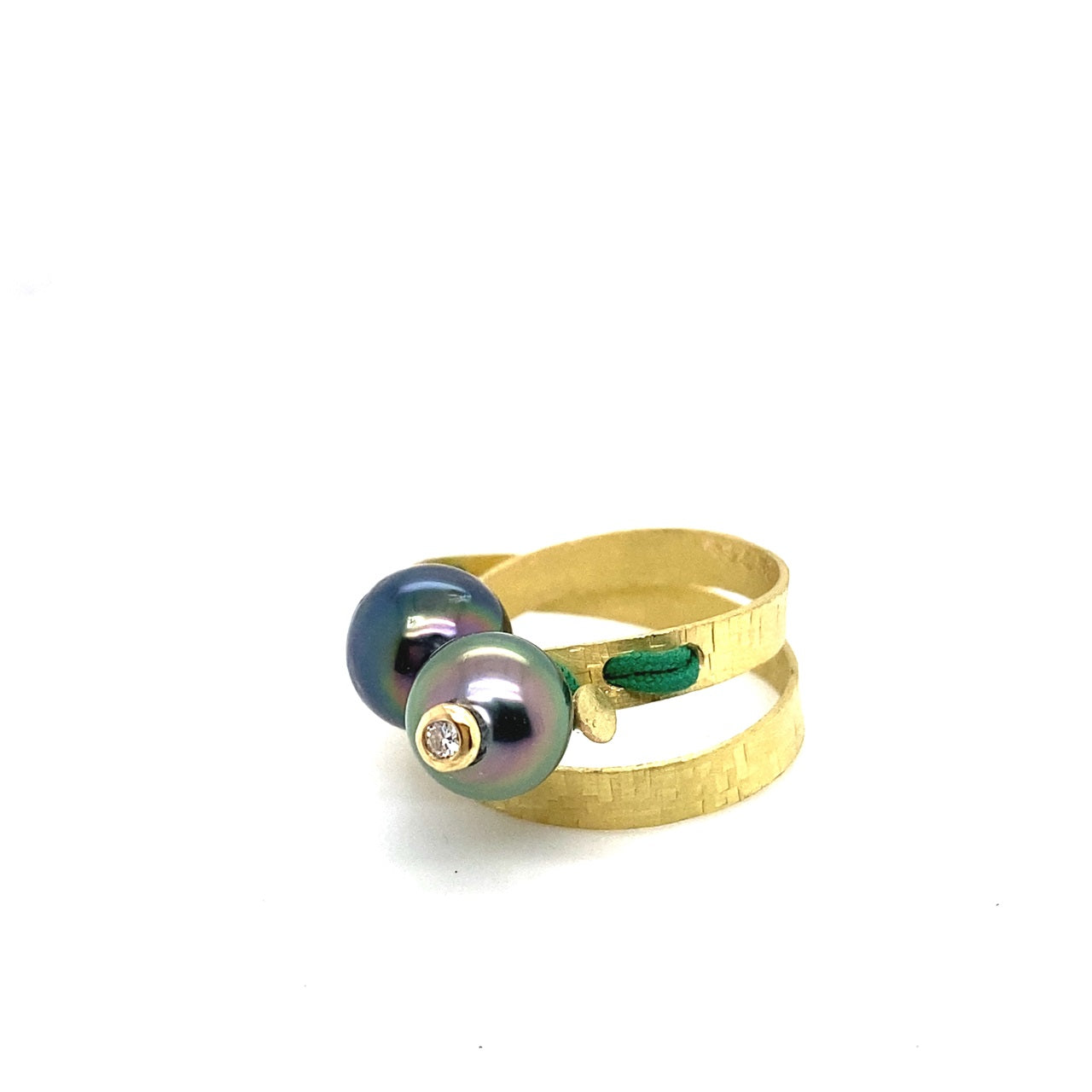 18K Gold Green Tahiti Pearl Wrap Ring