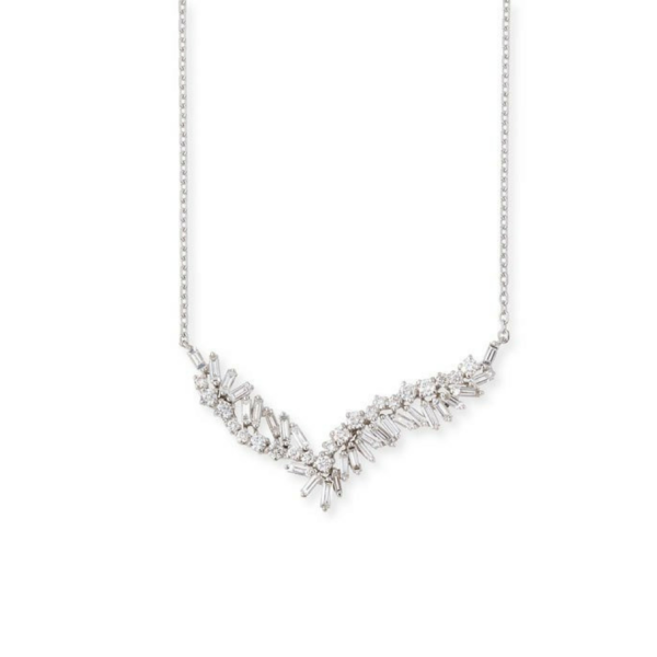 Baguette & Round Diamond Pendant Necklace