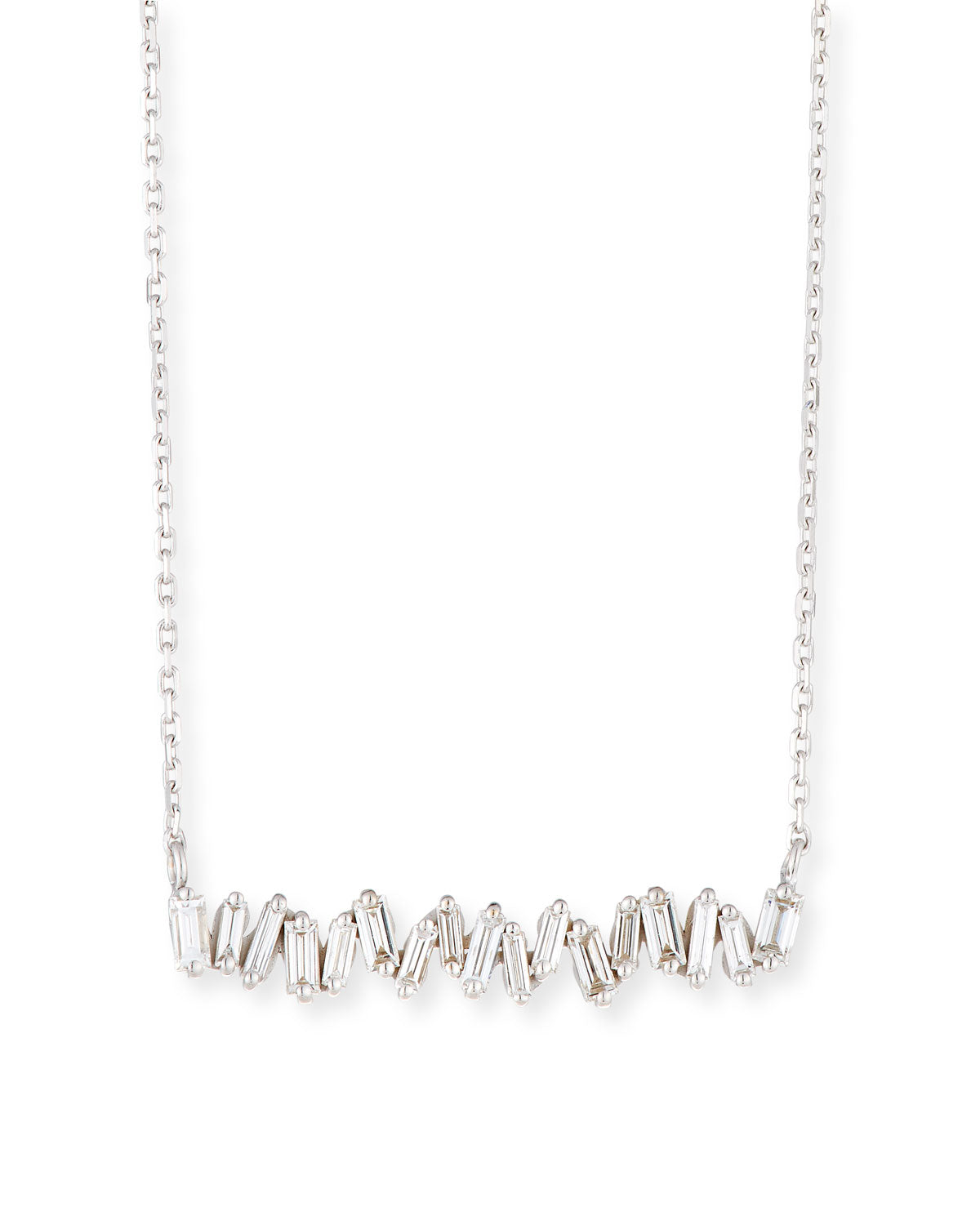 18K White Gold Bar Necklace