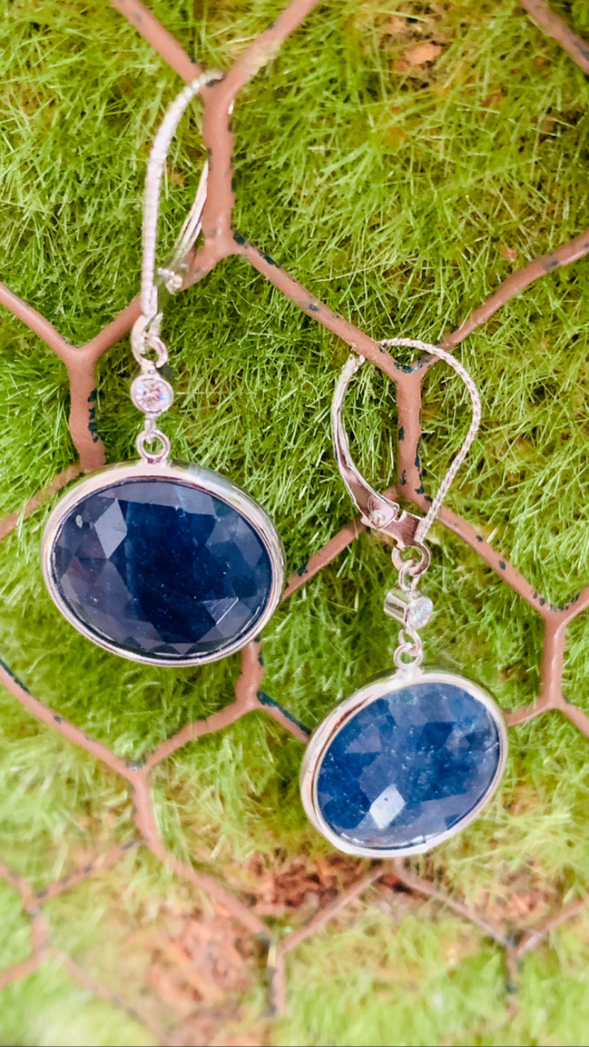 Blue Sapphire Slice Earrings