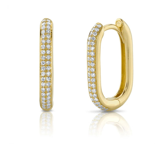0.18CT DIAMOND OBLONG HOOP EARRING