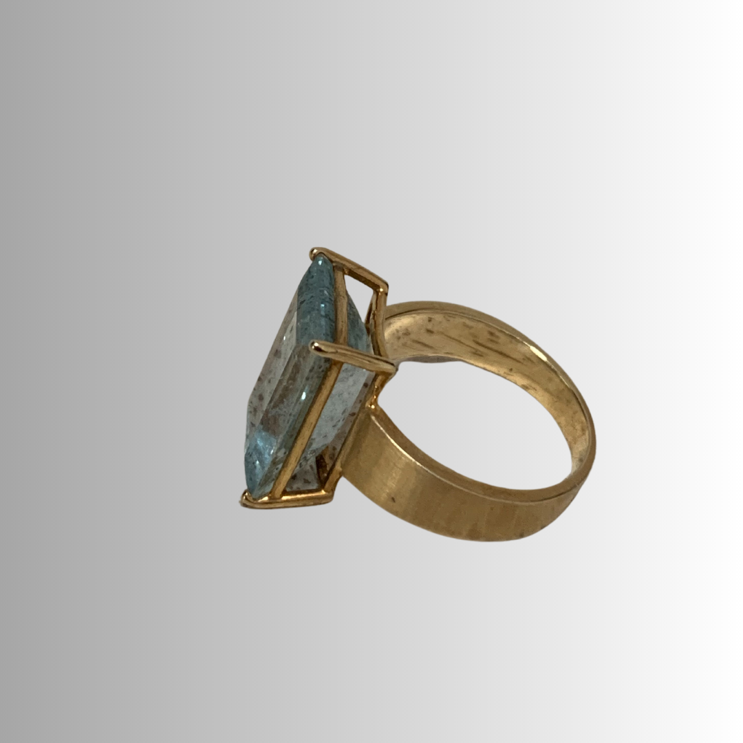 Mirror Cut Aquamarine Cocktail Ring