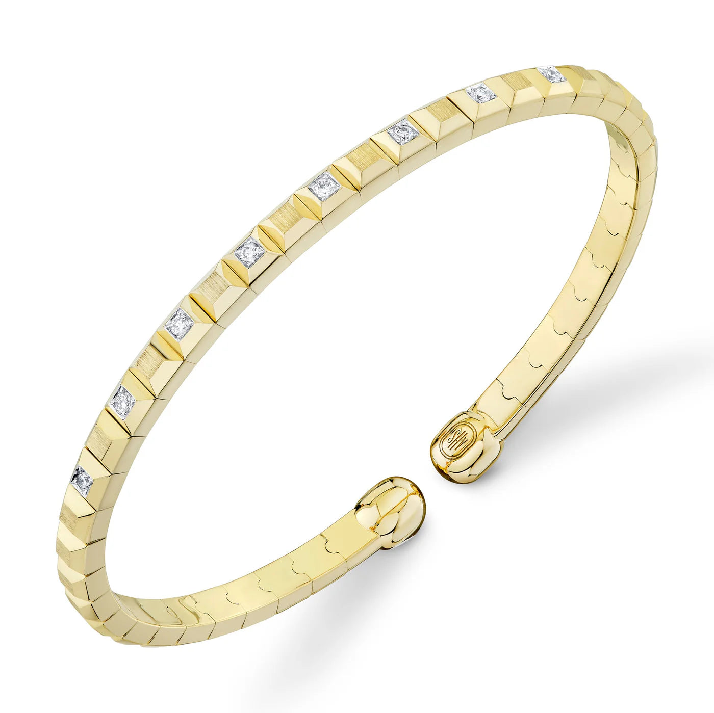 0.21CT DIAMOND GEO CUT MATTE MEN'S CUFF BRACELET