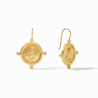 We're buzzing over these earrings, which feature our signature bee as a molded cameo surrounded by four tiny cubic zirconia.