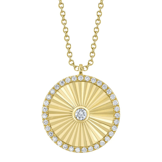 0.32CT DIAMOND BEZEL RIBBED CIRCLE NECKLACE