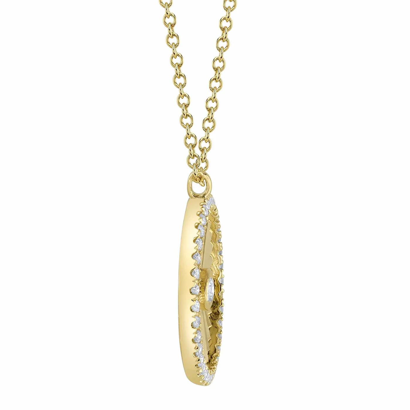 0.32CT DIAMOND BEZEL RIBBED CIRCLE NECKLACE
