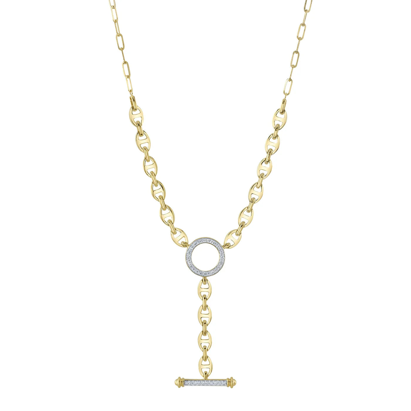 0.24CT DIAMOND CIRCLE LINK LARIAT NECKLACE