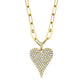 0.21 CT 14K Y/G DIAMOND PAVE HEART PAPER CLIP LINK NECKLACE