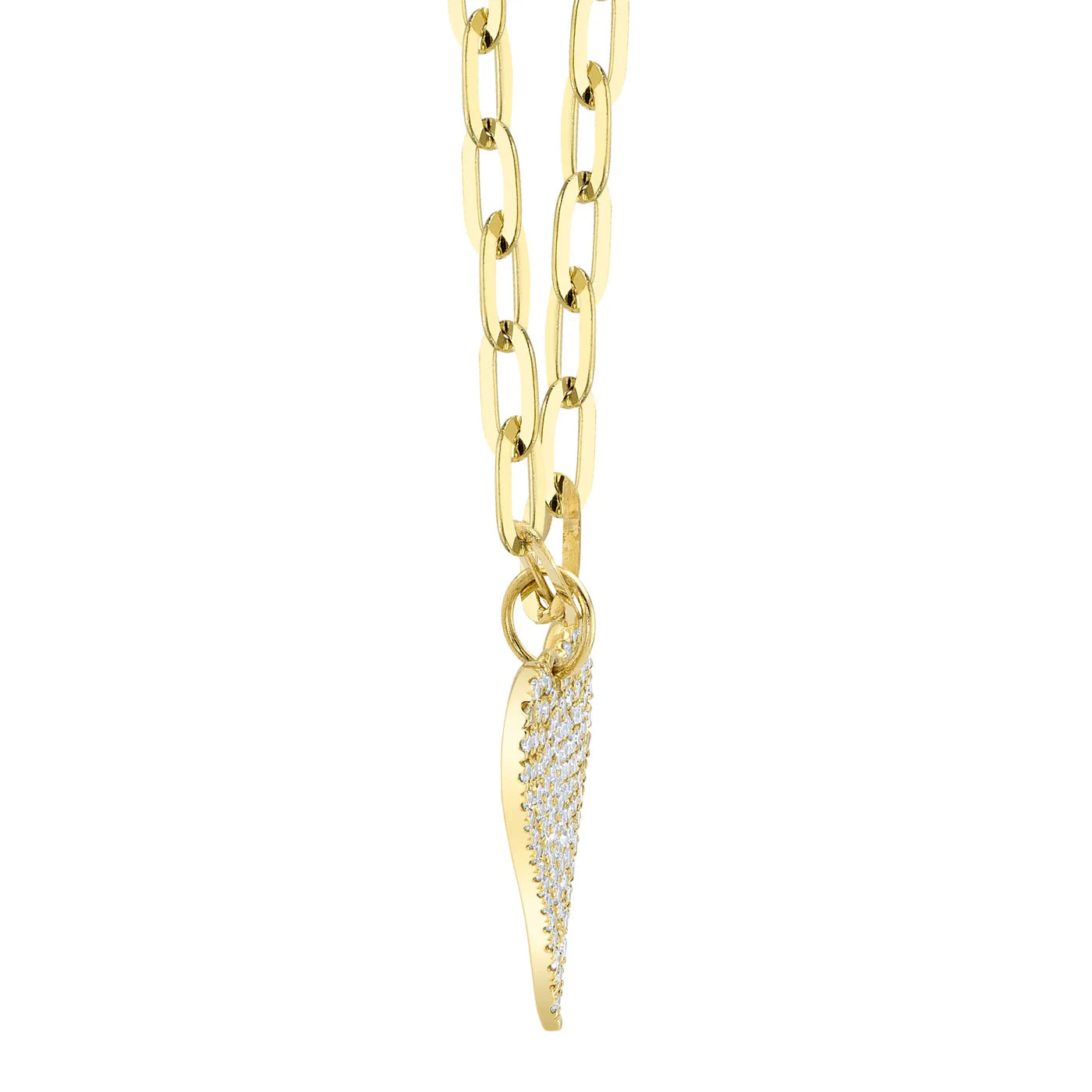 0.21 CT 14K Y/G DIAMOND PAVE HEART PAPER CLIP LINK NECKLACE