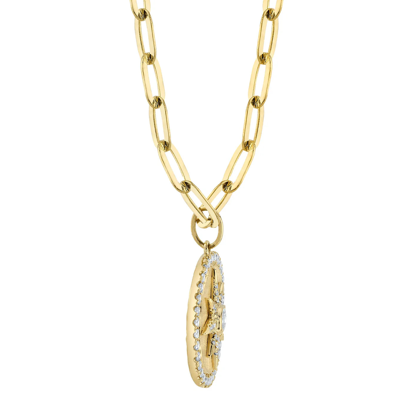 0.43CT DIAMOND BEZEL STAR PAPER CLIP LINK NECKLACE