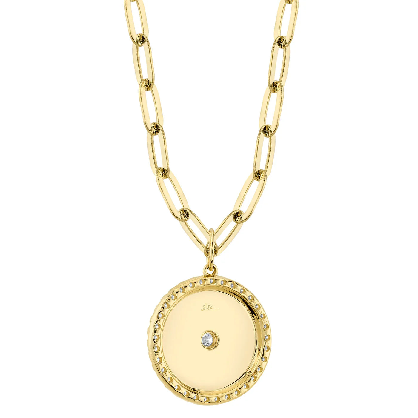 0.43CT DIAMOND BEZEL STAR PAPER CLIP LINK NECKLACE