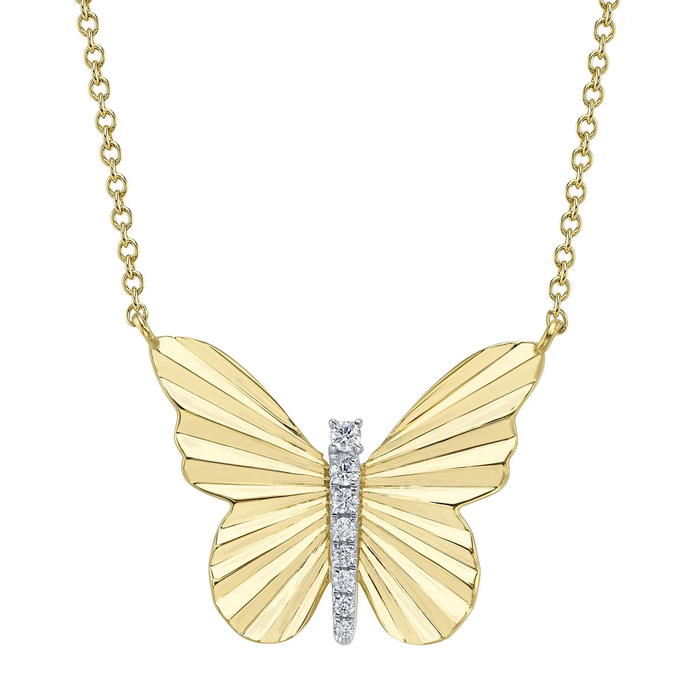 0.06CT DIAMOND RIBBED BUTTERFLY NECKLACE